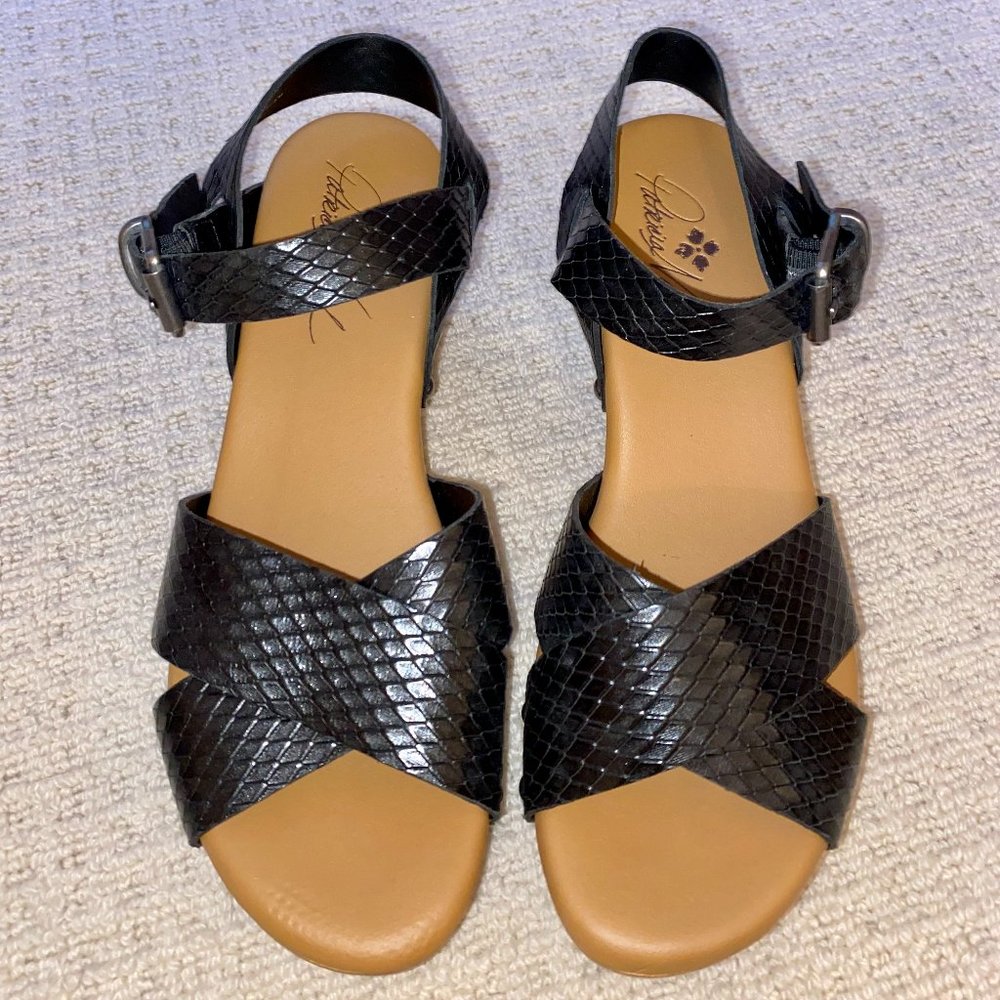 Patricia Nash Gigi Black Leather Sandals